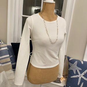 Forever 21 White Ribbed Crop Top